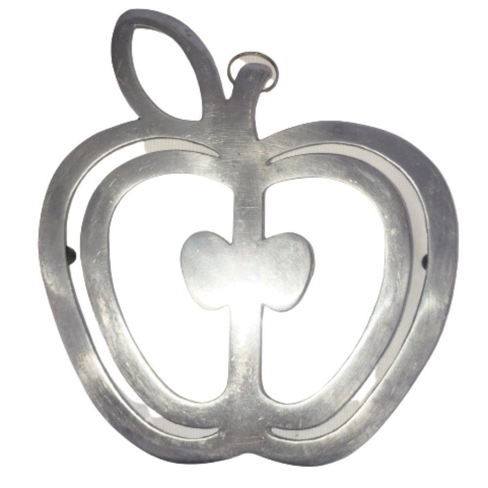 Vintage Copco Apple Trivet Cast Aluminum Wall Hanging Cottagecore Polished Metal